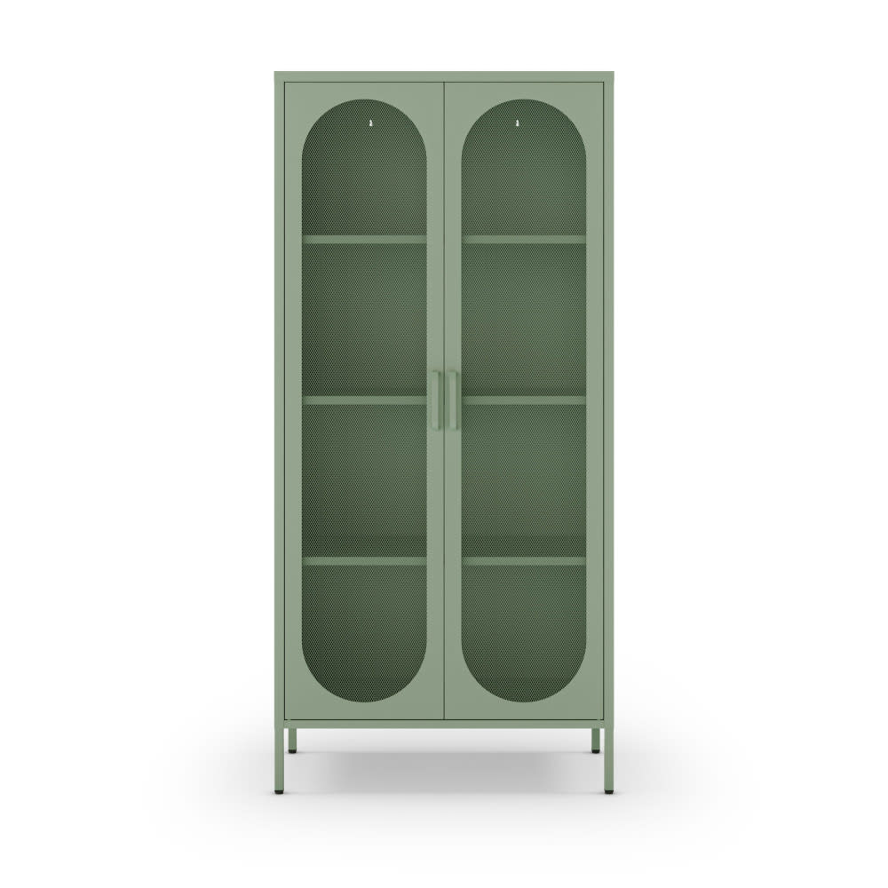 Vaisselier 2 portes en métal H170cm - Vert menthe