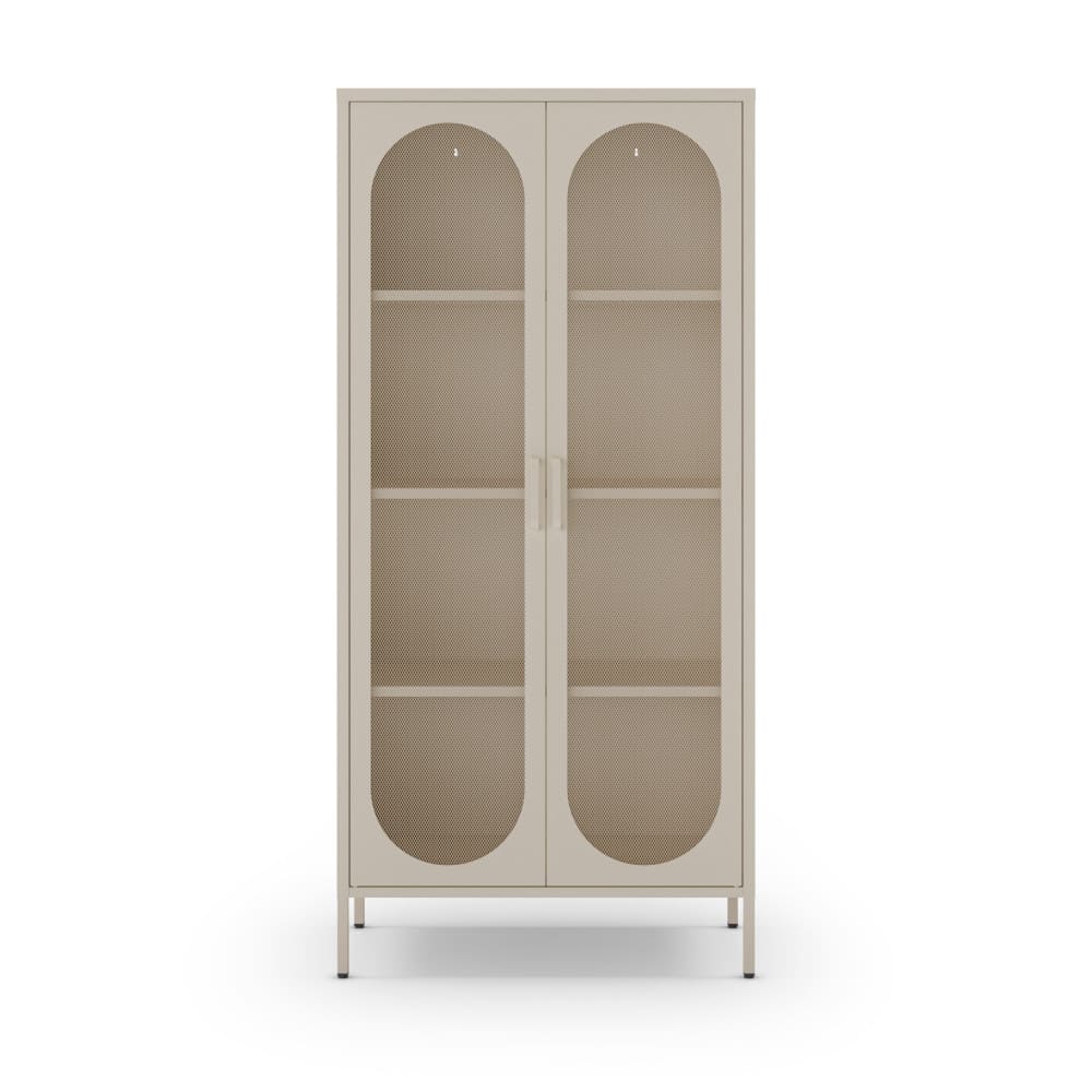 Vaisselier 2 portes en métal H170cm - Beige