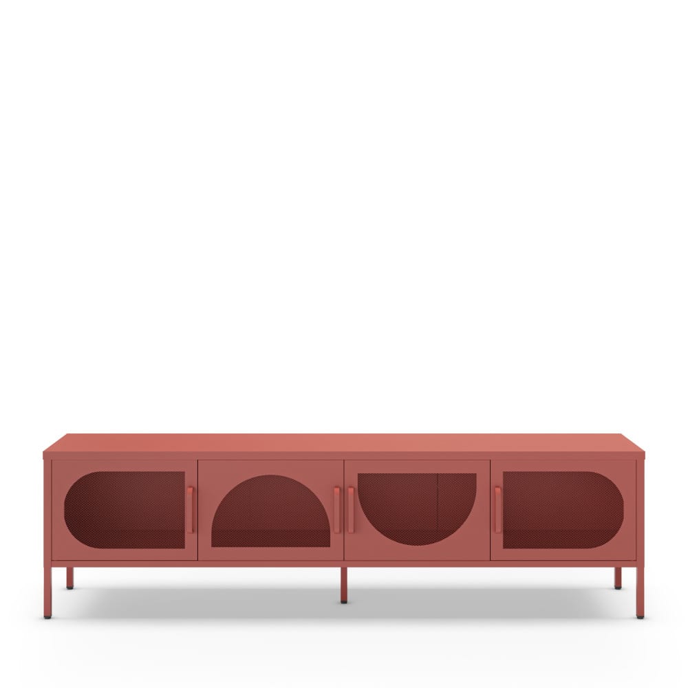 Meuble TV 4 portes en métal L180cm - Terracotta