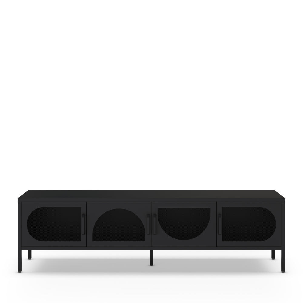 Meuble TV 4 portes en métal L180cm - Noir