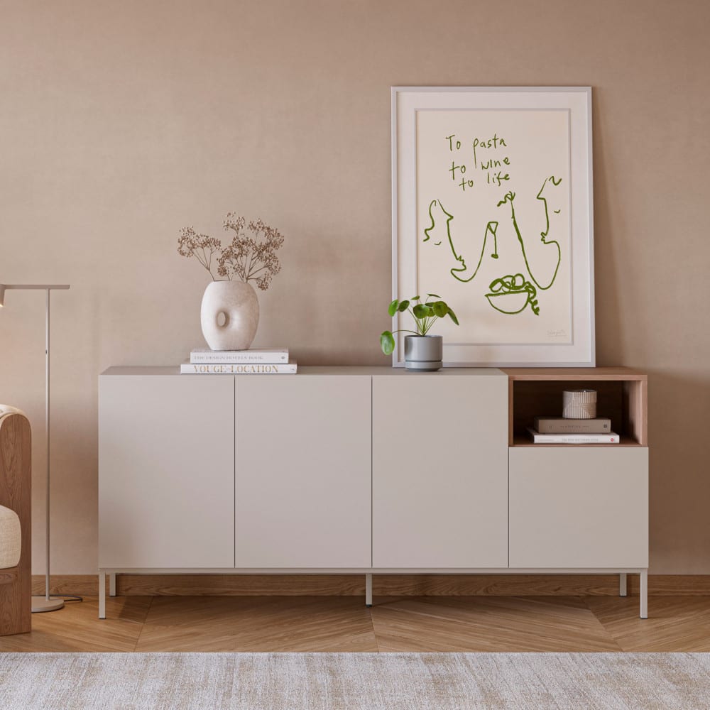 Buffet 4 portes en bois et métal l180cm - beige - Maisons du Monde
