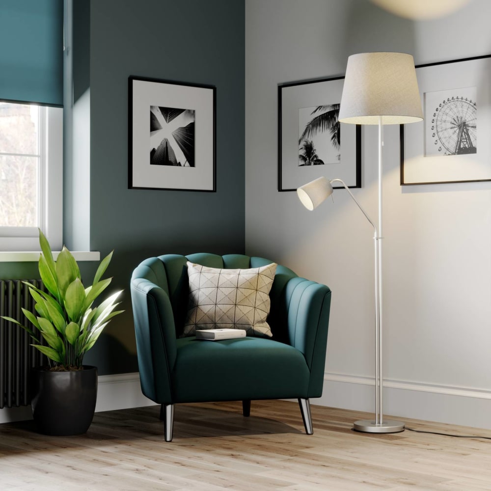 Stehlampe aus Textil, grau - Maisons Du Monde