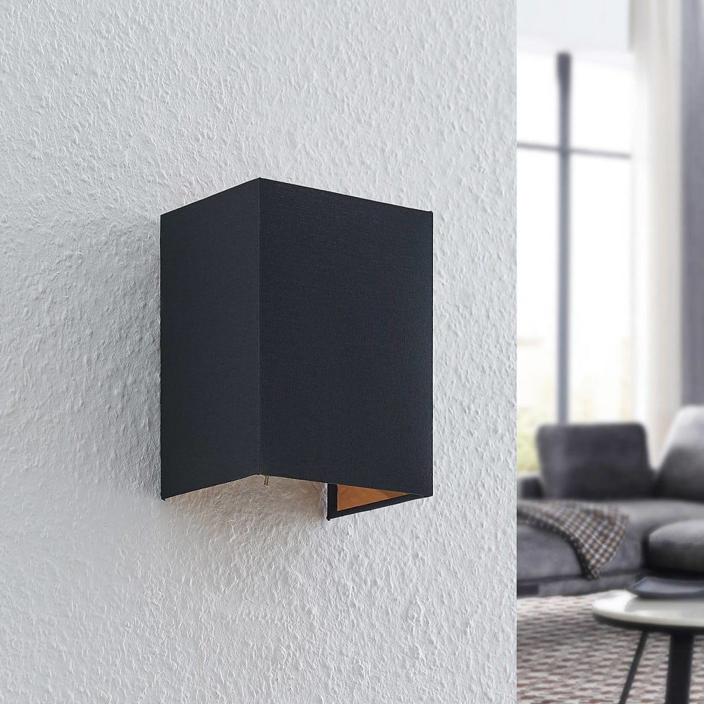 Wandleuchte, Wandlampe Innen aus Textil, schwarz - Maisons Du