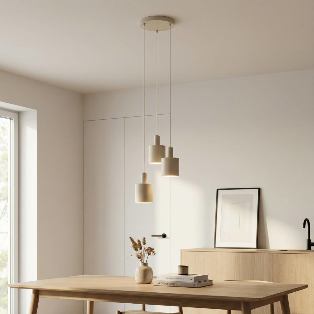 Lindby Pendelleuchte aus Metall, creme style modern Beige Metall