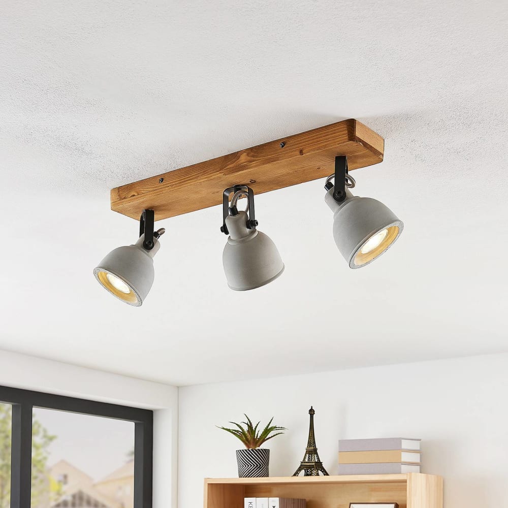 Beton Strahler aus Beton,, grau, Holz hell - Maisons Du Monde