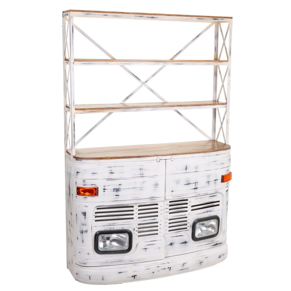 Wanderlust deco lackiertes Autoregal, 160x66x236h cm, Weiß style industrial Weiß Metall