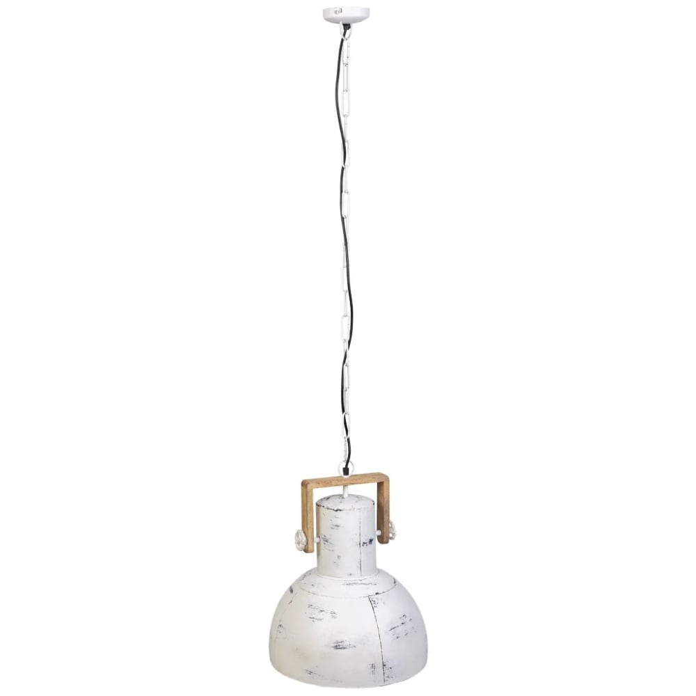 lampara de techo de madera y metal blanca 41x41x52