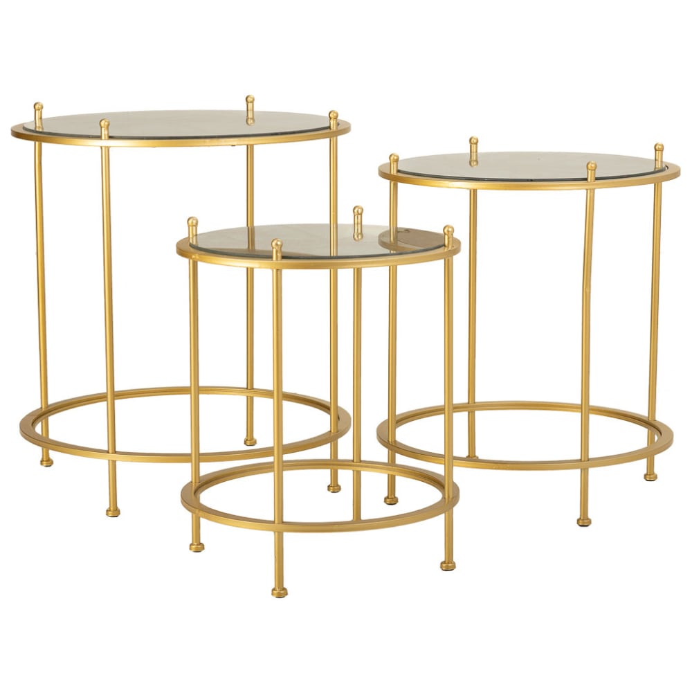 Wanderlust deco Lot de 3 tables basses en métal doré Doré Métal - 53x60x53cm
