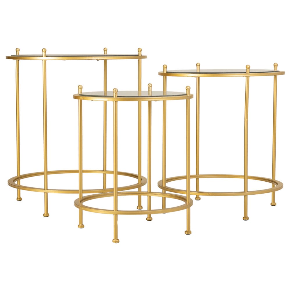 Lot de 3 tables basses en métal doré - Maisons du Monde