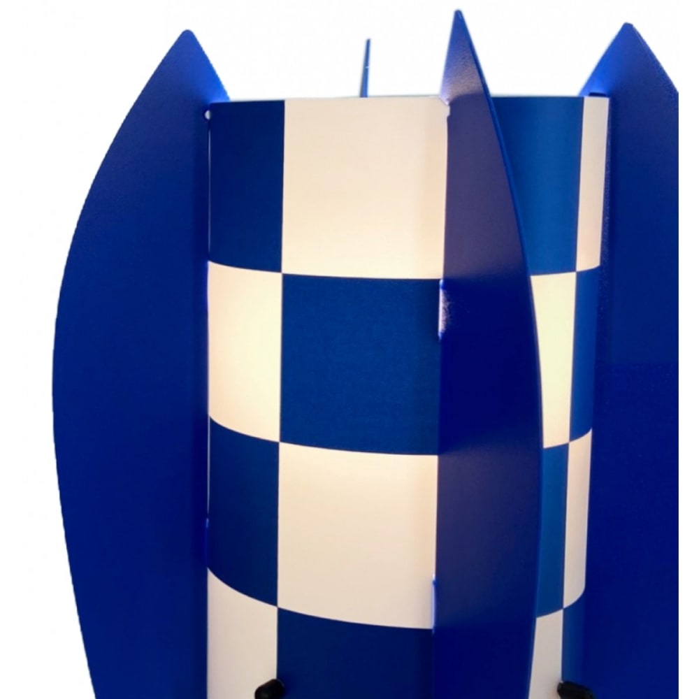 Lampe décorative à damiers bleus h. 25cm — vue 3
