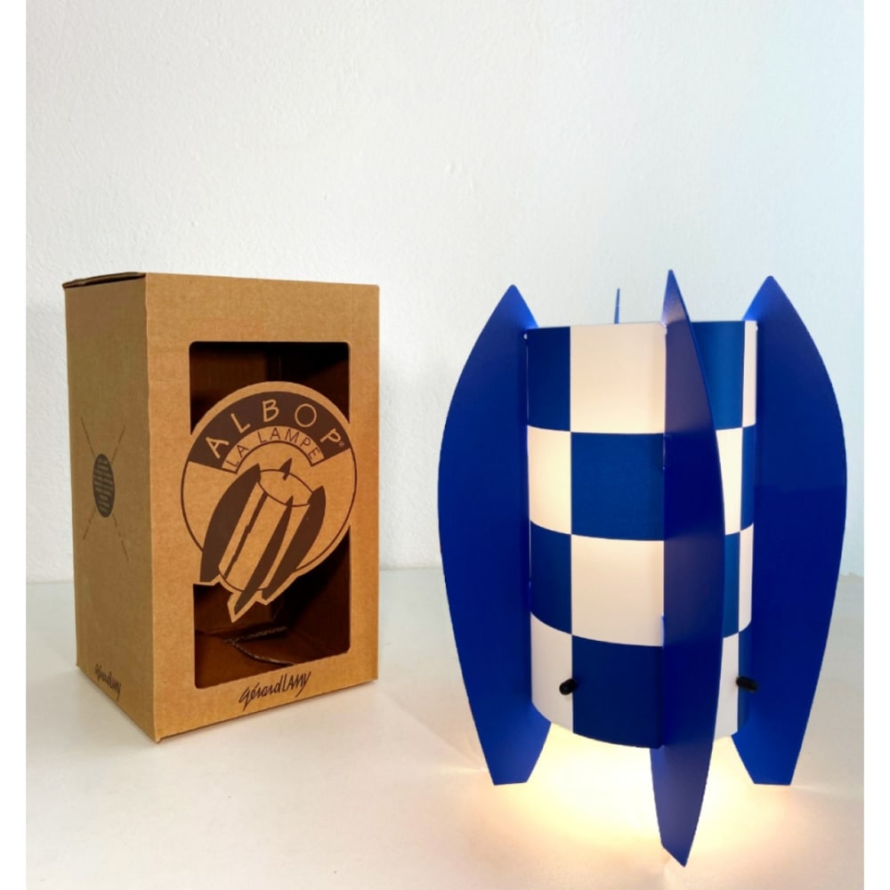 Lampe décorative à damiers bleus h. 25cm — vue 4