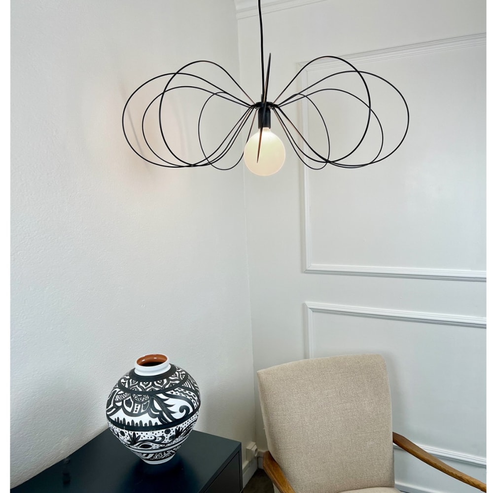 Suspension filaire métal noir d.80cm - Maisons du Monde