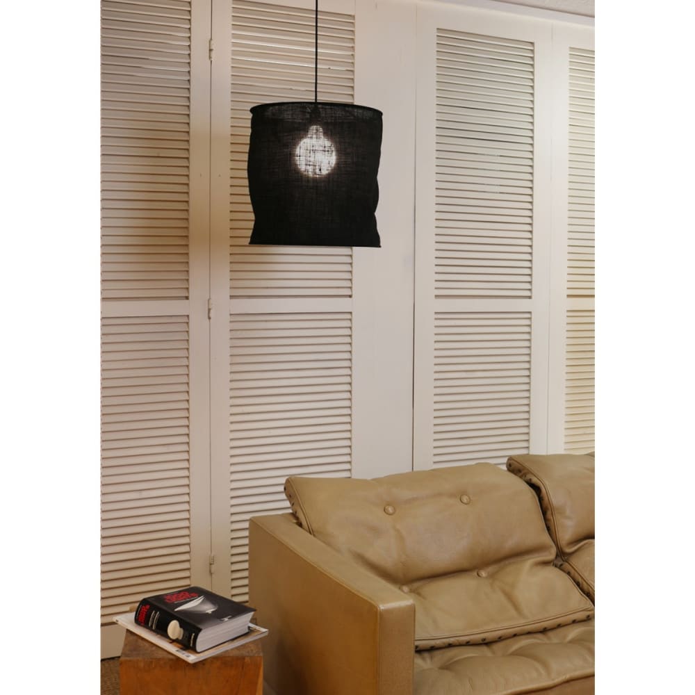 Abat-jour à suspendre toile de jute noire non électrifiée d.40cm — vue 3