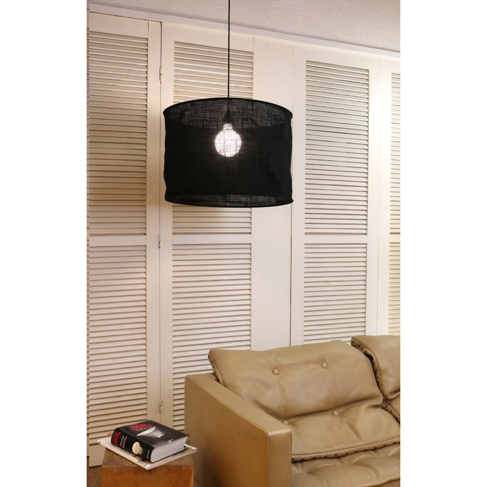 Abat-jour à suspendre toile de jute noire non électrifiée d.60cm — vue 3