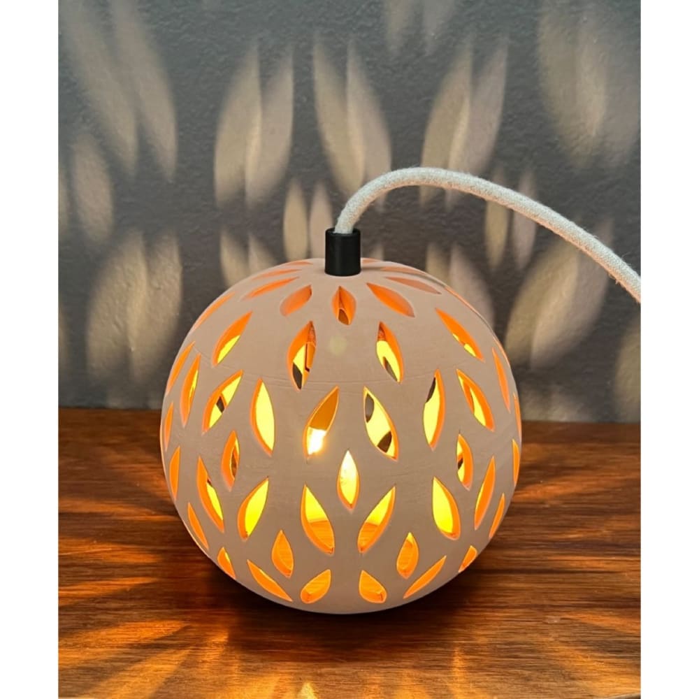 Lampe en terre cuite naturelle avec câble lin d.15cm — vue 3