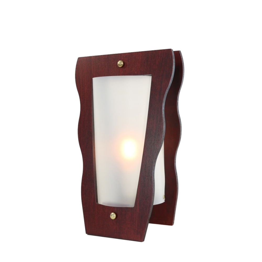 Lampe en hêtre teinté palissandre opale H.34cm