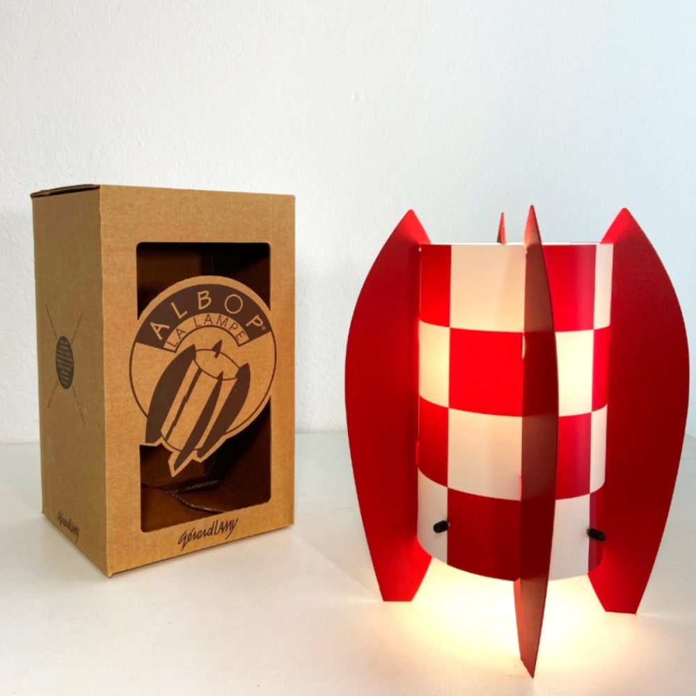 Lampe décorative à damiers rouges h. 25cm — vue 3