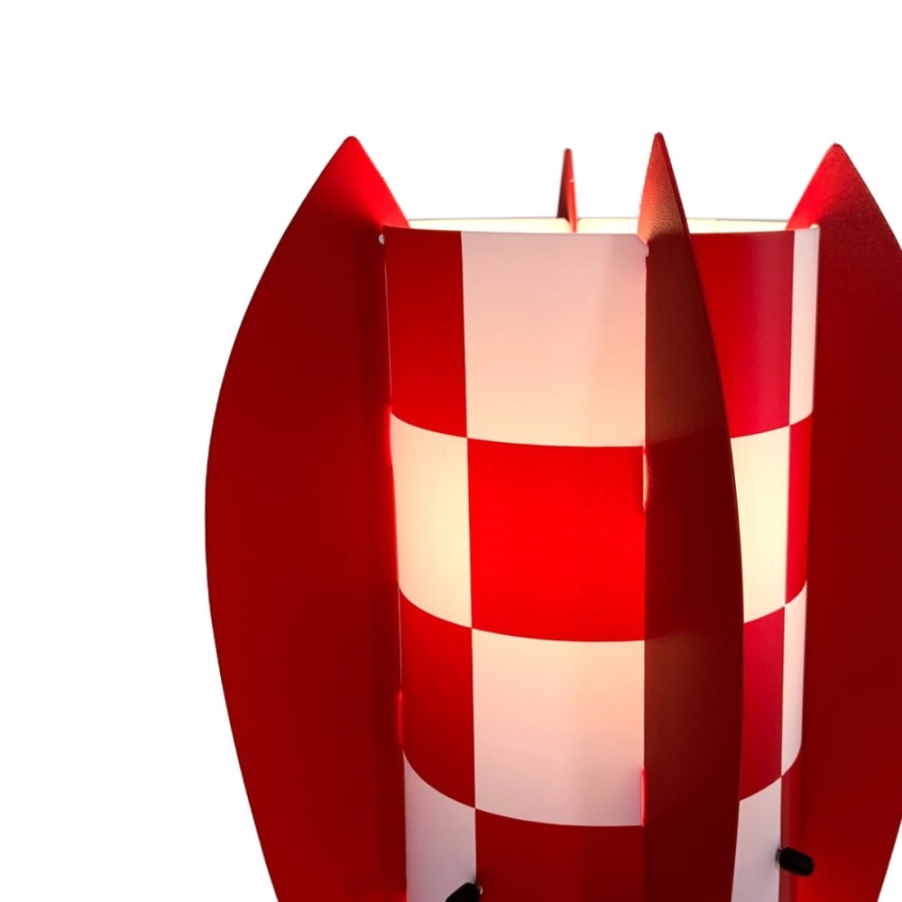 Lampe décorative à damiers rouges h. 25cm — vue 4