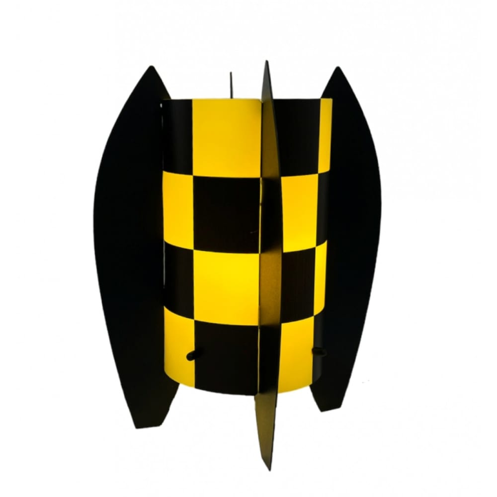 Lampe décorative à damiers jaunes h. 25cm