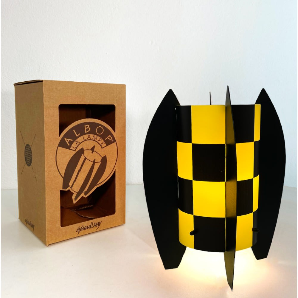 Lampe décorative à damiers jaunes h. 25cm — vue 4