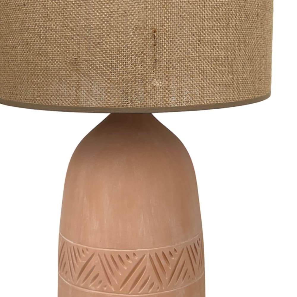 Lampe inca en terre cuite avec abat-jour jute naturel h. 47cm — vue 4