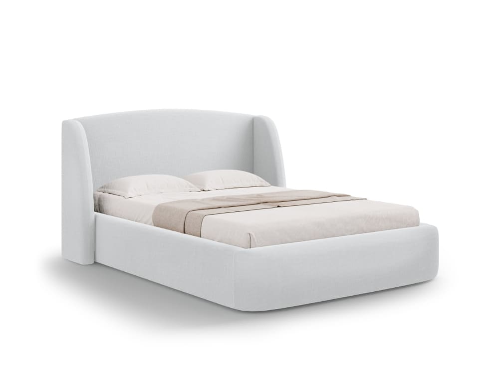 CXL by Christian Lacroix Bett mit Bettkasten und Kopfteil strukturierter Stoff Kaltes Hellgrau - Stoff