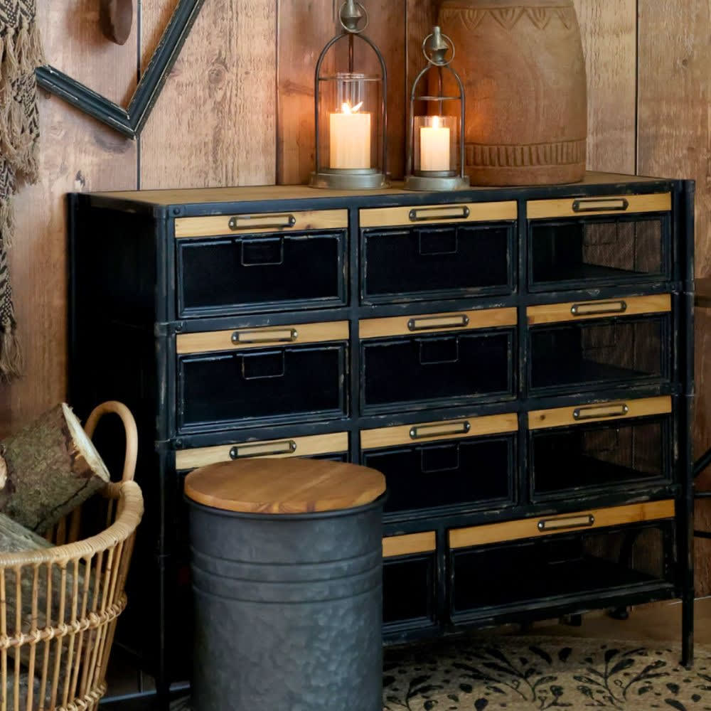 Commode industrielle en bois marron et fer noir 107 x 34 x 86.5 cm - Maisons du Monde