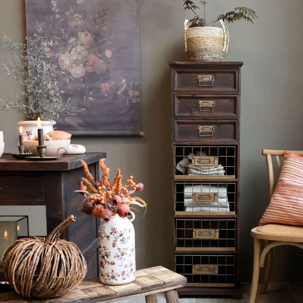 Commode 4 tablettes en bois de sapin et fer marron 43 x 31.5 x 139 cm - Maisons du Monde