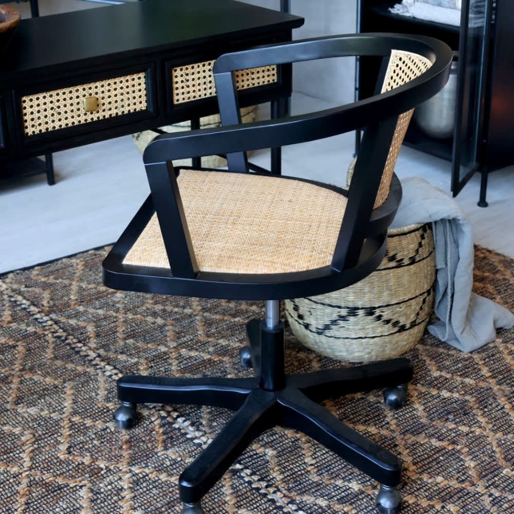Chaise de bureau en bois noir et marron 60 x 60 x 80 cm - Maisons du Monde