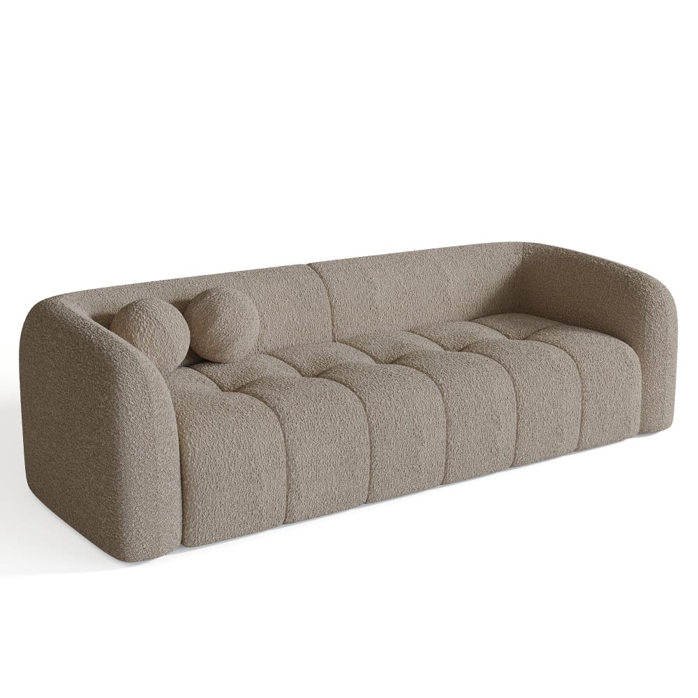Canapé 3 places en tissu bouclette taupe Canapé 3 places en tissu bouclette taupe