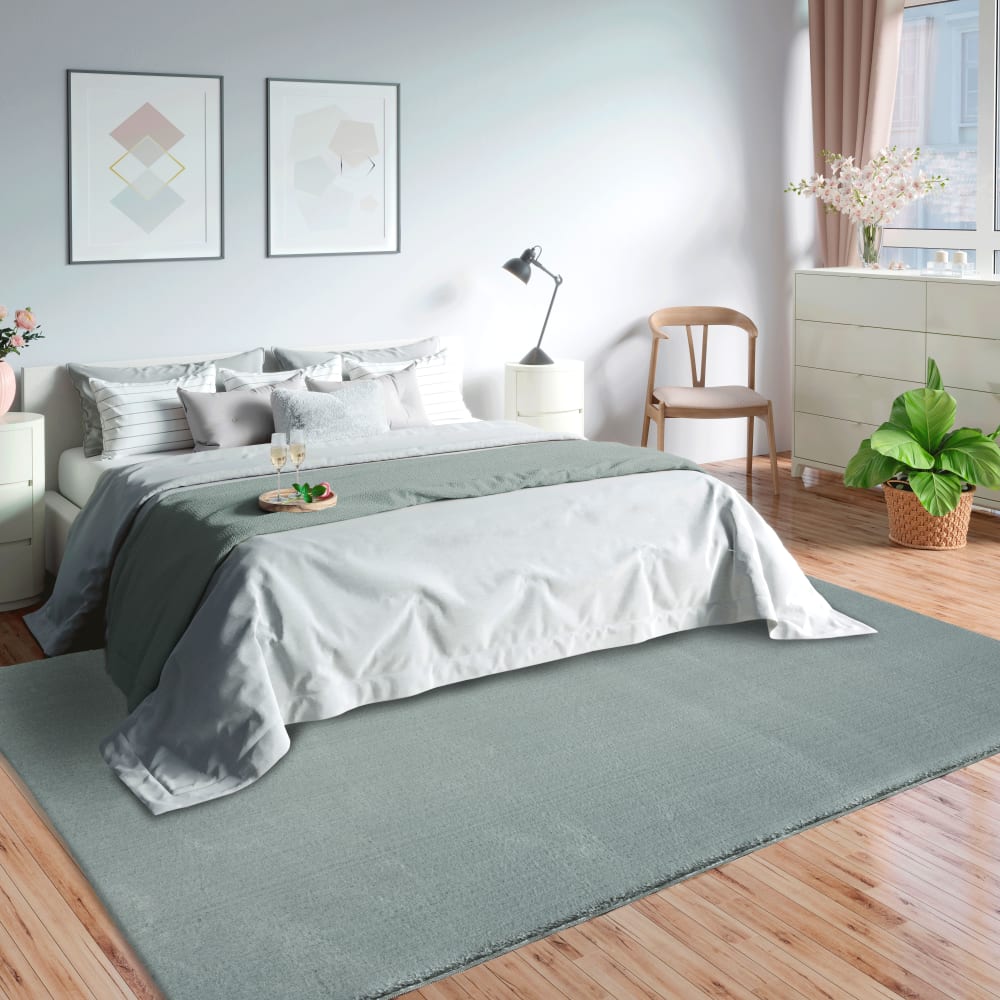 Tapis lavable et antidérapant, uni, bleu, 120 x 160 cm — vue 3