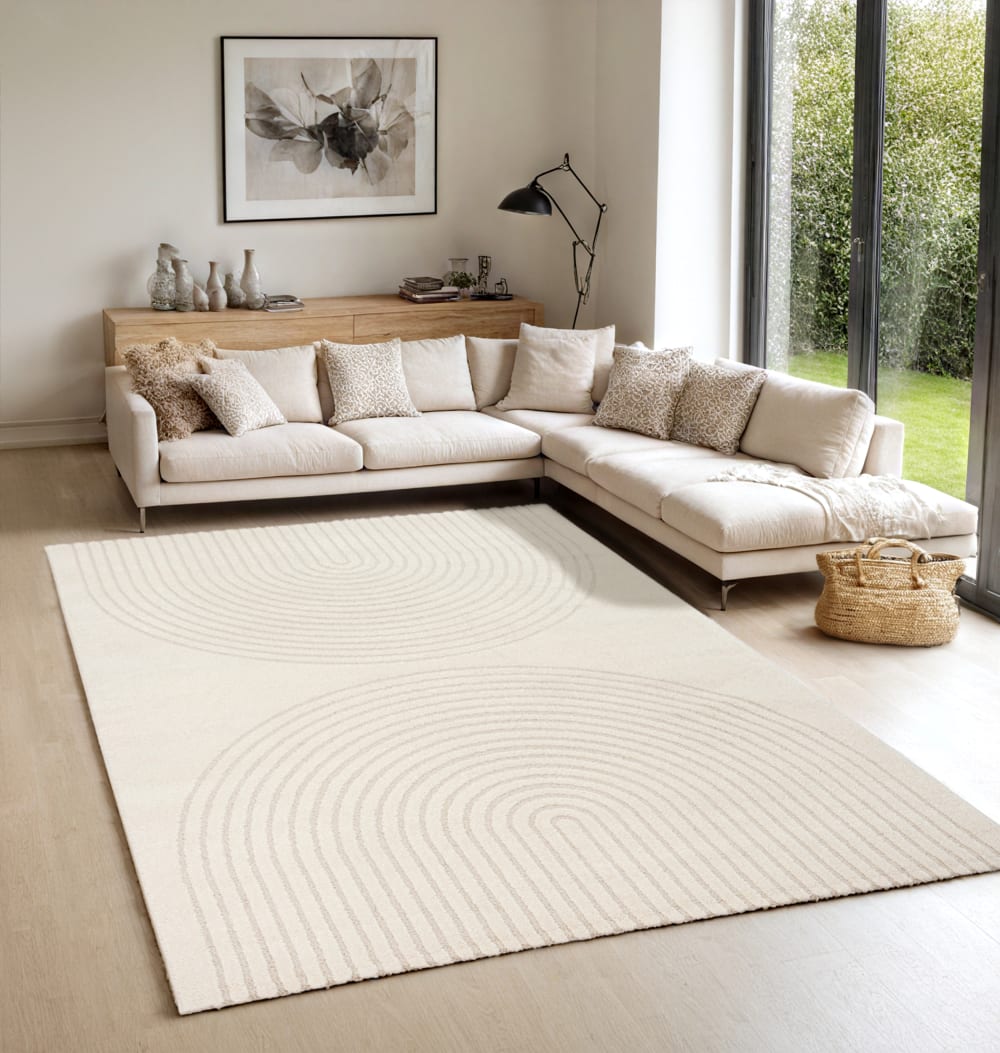 Tapis scandinave moderne salon, crème, 200 x 280 cm — vue 3