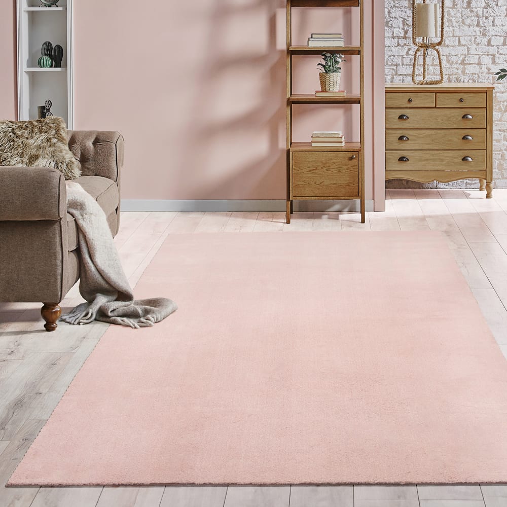 The carpet Teppich, waschbar und Anti-Rutsch, Uni-Farben, Blush, 160 x 220 cm style modern Rosa Pes - Polyester