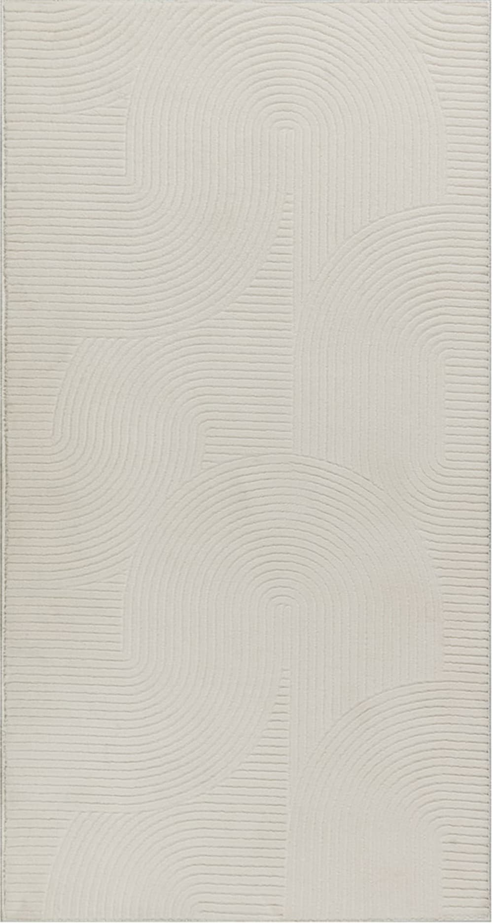 Tapis moderne antidérapant salon optique 3D, crème, 140 x 200 cm