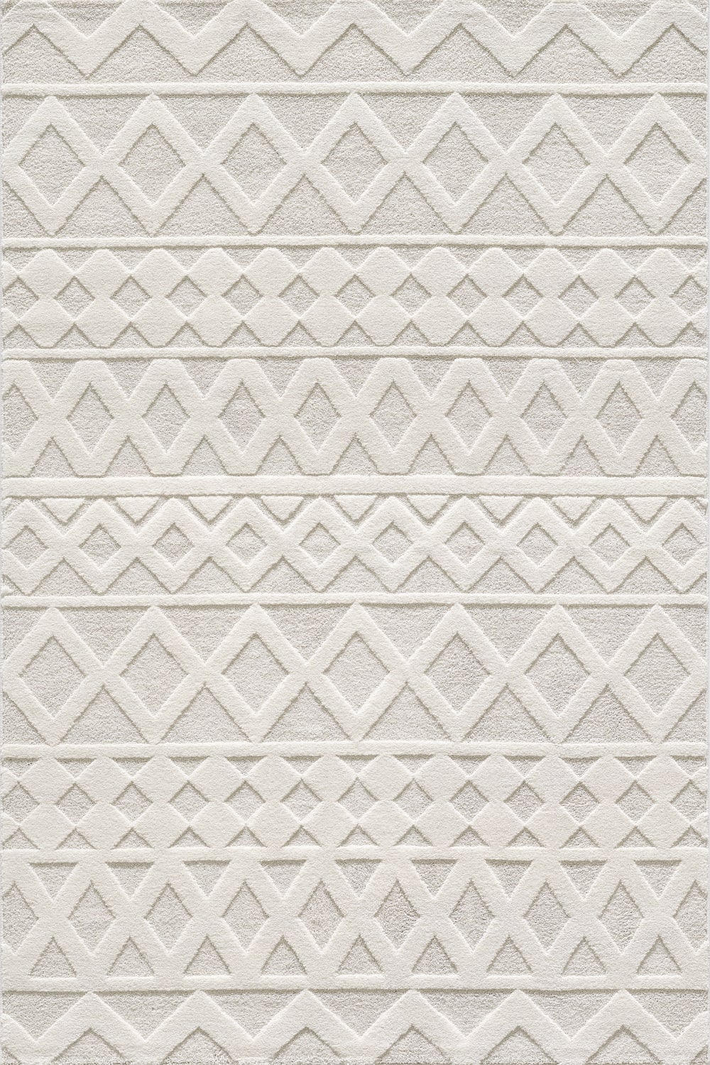 Tapis poils courts losange moderne, crème, 140 x 200 cm