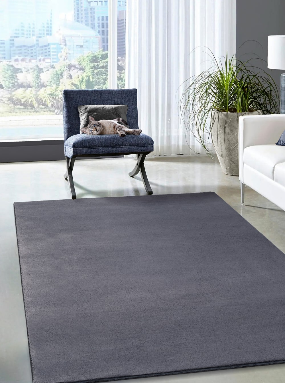 Tapis moderne fausse fourrure, anthracite, 160 x 220 cm — vue 4