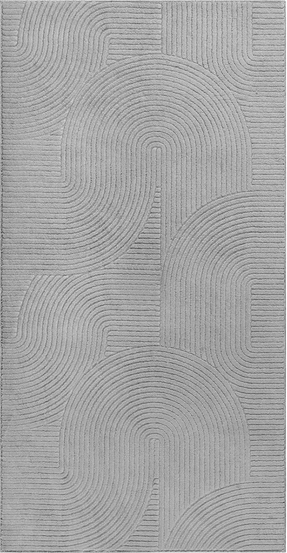 Tapis salon moderne antidérapant effet 3D, crème, 80 x 150 cm
