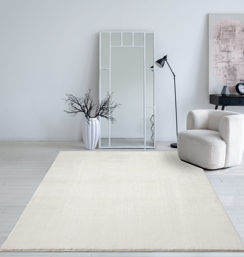 Tapis lavable et antidérapant, uni, crème, 120 x 160 cm — vue 3