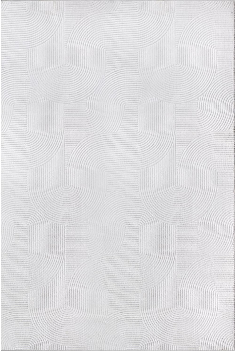 Tapis moderne antidérapant salon optique 3D, blanc sale, 80 x 150 cm