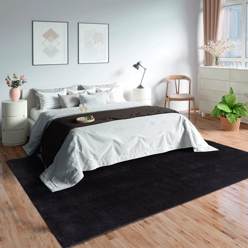 Tapis lavable et antidérapant, uni, noir, 80 x 300 cm — vue 3
