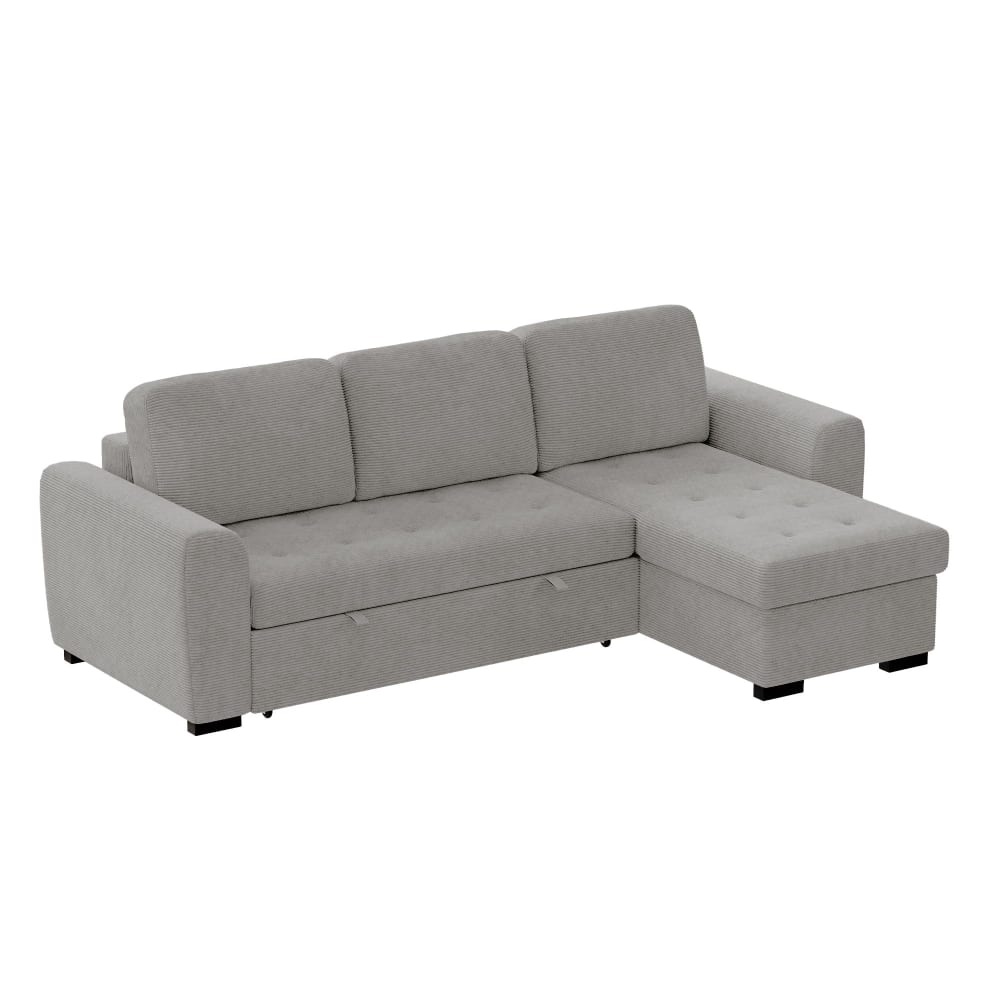 Canapé d'angle 5 places en velours gris clair