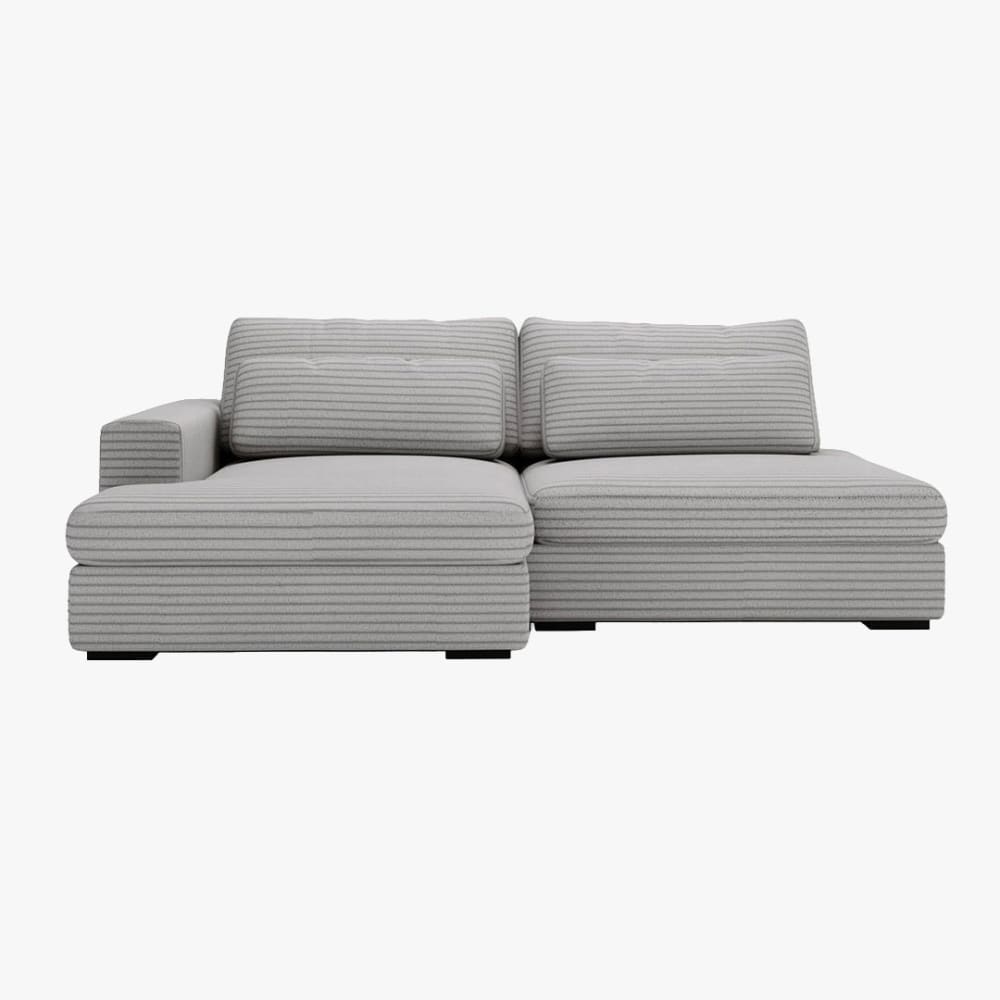 MOBILIER DECO Canapé d'angle convertible coffre velours côtelé gris clair - gauche - Tissu
