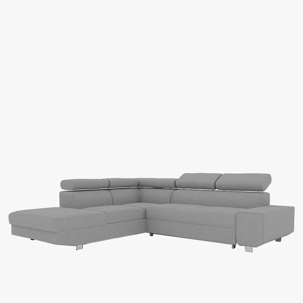 Canapé d'angle convertible avec coffre en tissu gris clair - gauche - Maisons du Monde