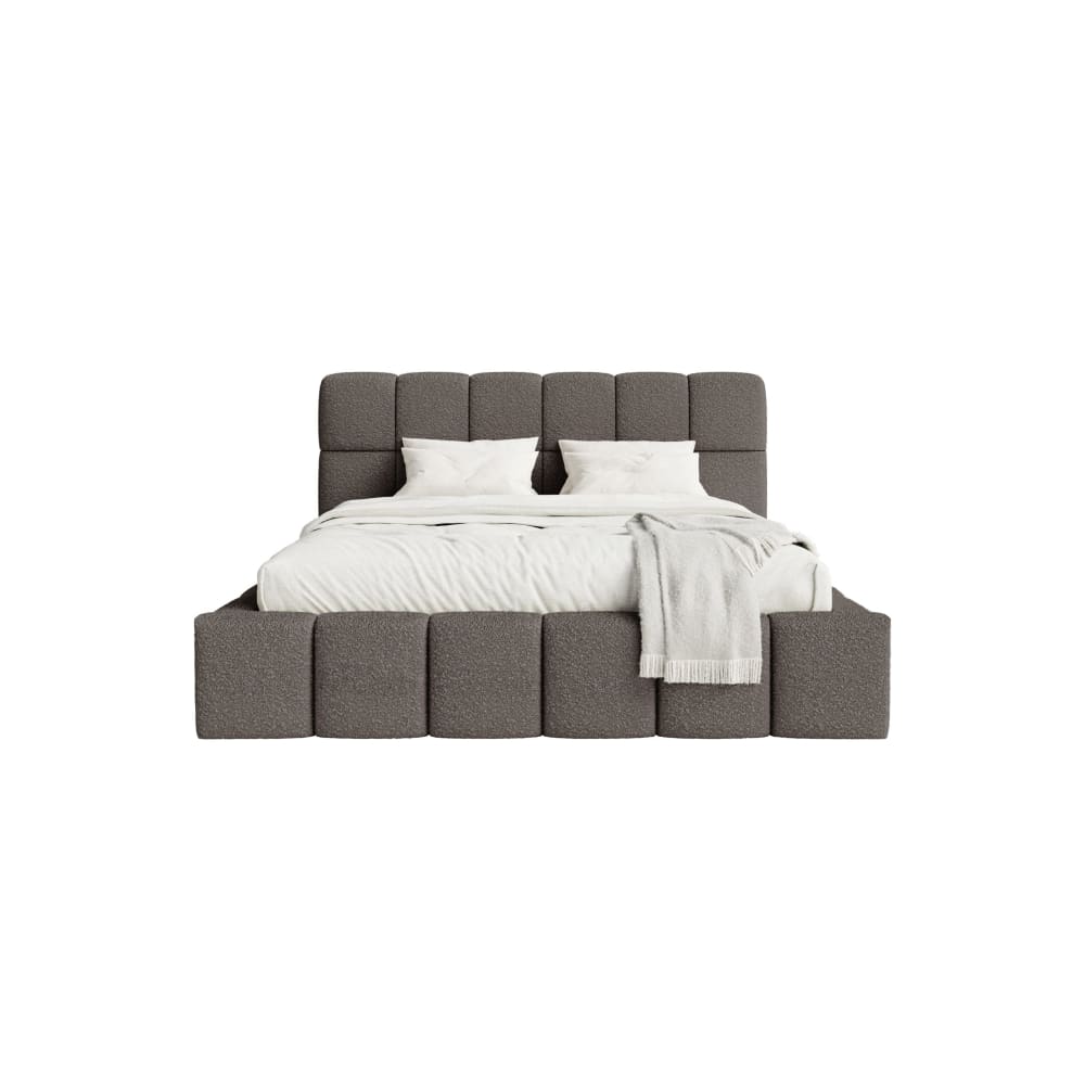 Fedve Polsterbett aus Bouclé-Stoff 140x200 cm, Braun Braun Pes - Polyester