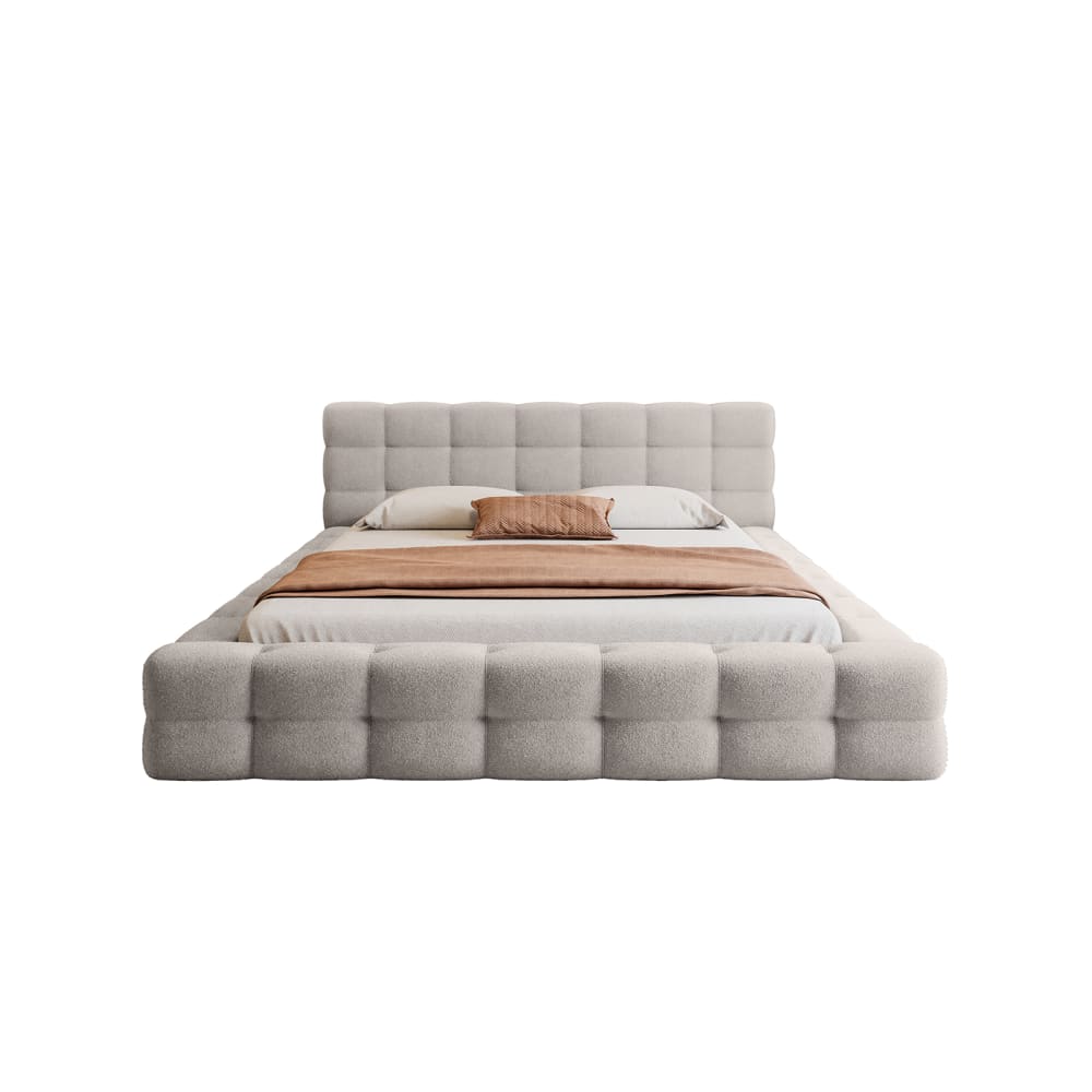 Fedve Polsterbett aus Bouclé-Stoff 160x200 cm, Grau Grau Pes - Polyester