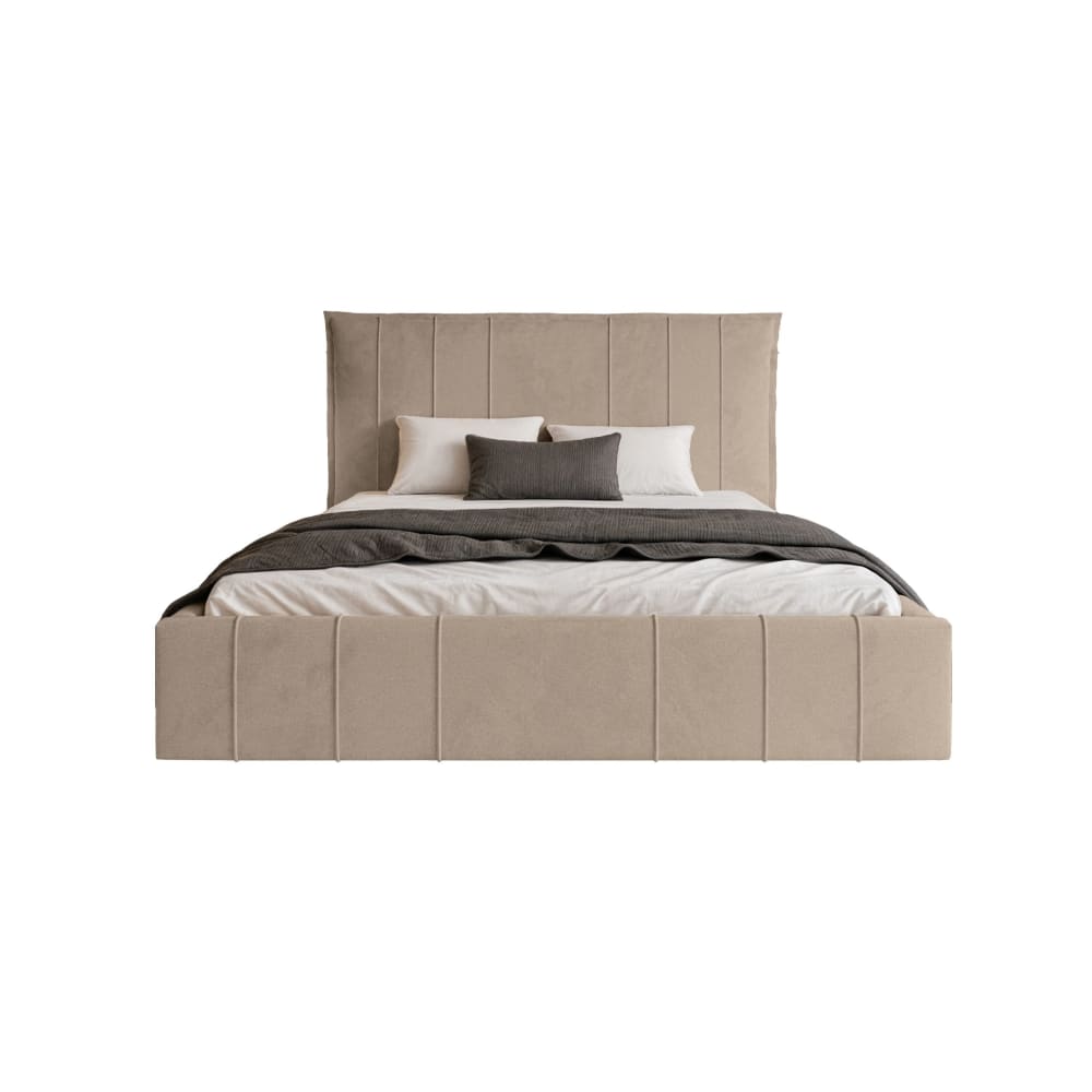 Fedve Polsterbett aus Velvet 120x200 cm, Beige Beige Pes - Polyester