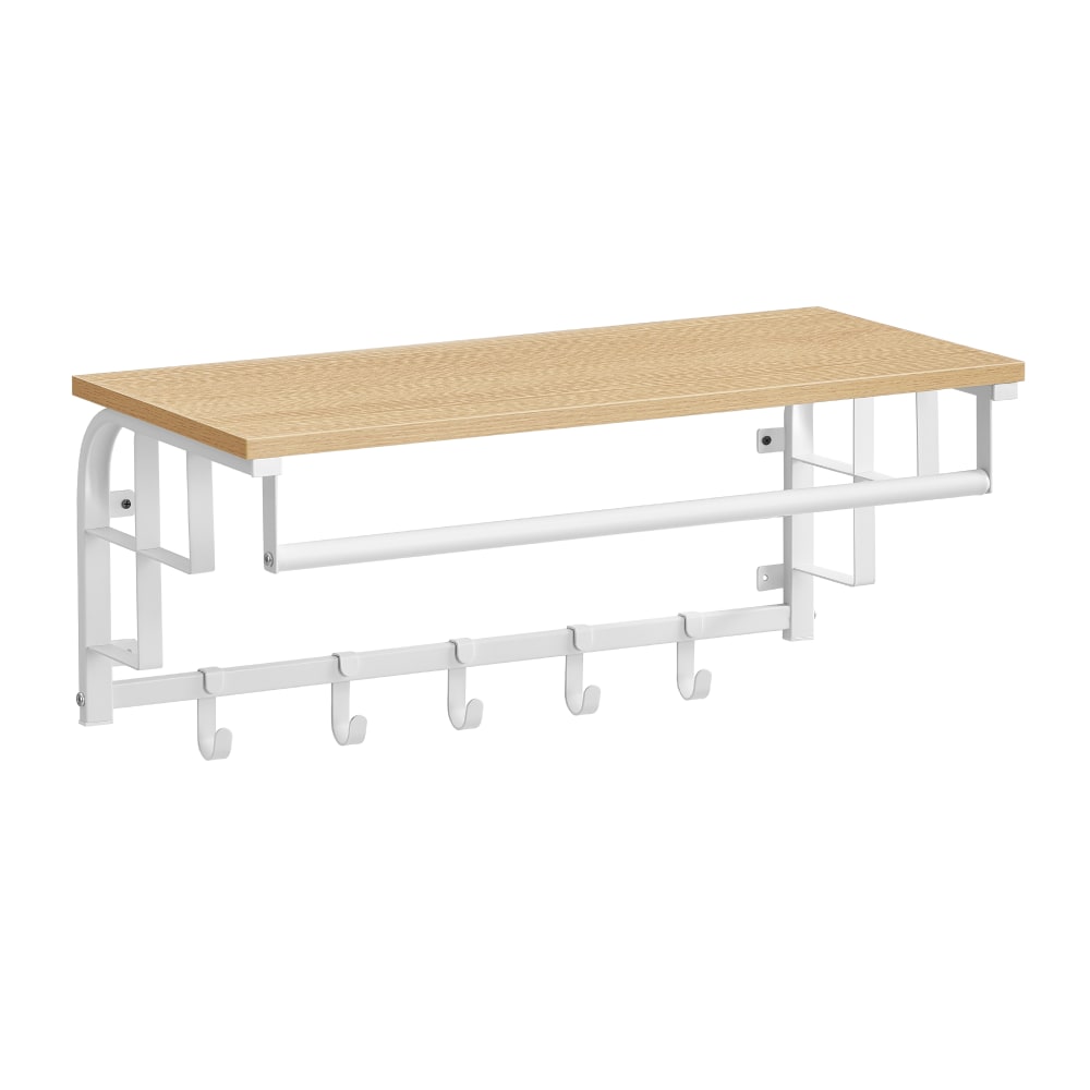 Porte-manteau avec étagères de rangement doré et blanc