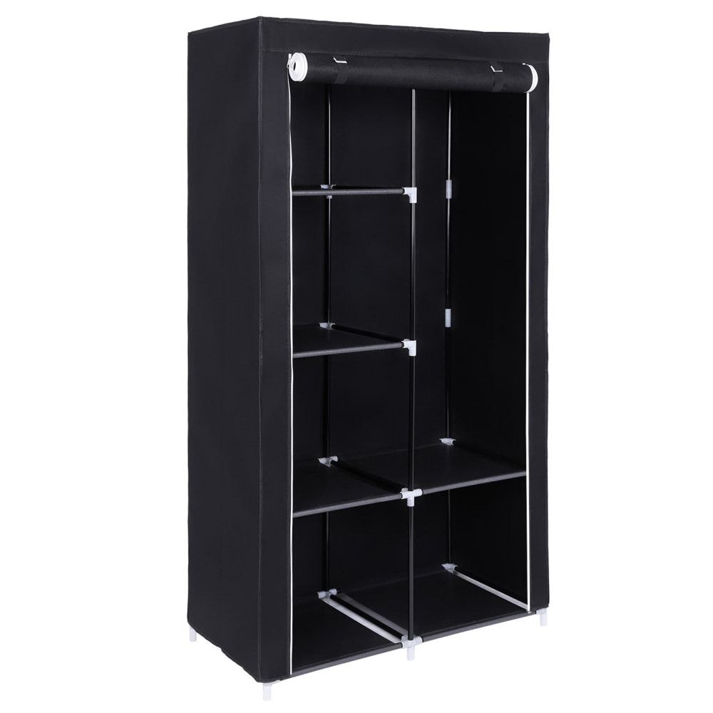 Armoire organisateur de garde-robe avec housse 88 x 45 x 168 cm noir Armoire organisateur de garde-robe avec housse 88 x 45 x 168 cm noir