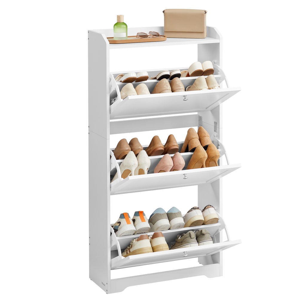 VASAGLE Meuble à chaussure avec cloison ajustable de rangement blanc style contemporain Blanc Panneau De Particules - 60x121x24cm