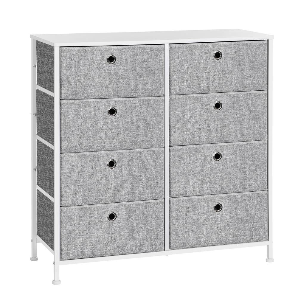 Commode avec 8 tiroirs en tissu gris